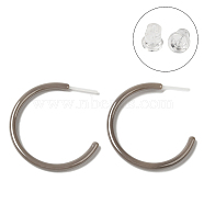 Hypoallergenic Bioceramics Zirconia Ceramic Stud Earrings, No Fading and Nickel Free, C-Shaped, Camel, 30x2.5mm(EJEW-Z023-01L-01)