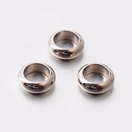 Flat Round 201 Stainless Steel Spacer Beads, Stainless Steel Color, 8x3mm, Hole: 5.5mm(STAS-E082-11)