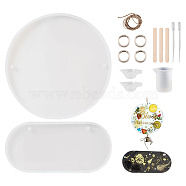 DIY Silicone Hangtag Molds, with Jute Twine, Silicone Measuring Cup, Alloy Spring Gate Rings, Plastic Dropper, Birch Wooden Craft Ice Cream Sticks, White, 226x109x12mm, Hole: 7mm, Inner Size: 218x100(DIY-TA0008-29)