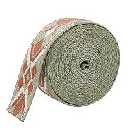 5 Yards Polyester Ribbon, Jacquard Rhombus Ribbon, Tyrolean Ribbon, Flat, Dark Sea Green, 1-1/2 inch(38mm)(OCOR-WH0003-024B)