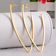Great 304 Stainless Steel Ear Studs, Golden, 77x2x32mm, Pin: 0.6mm(X-EJEW-L127-05)