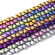 Non-magnetic Synthetic Hematite Beads Strands, Galvanic Plating(Color Retention for 1 Year), Heart, Mixed Color, 6x6x3mm, Hole: 1mm, about 76pcs/strand, 15.94 inch(40.5cm)(G-B014-10A)
