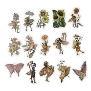 45Pcs Flower Fairy PET Adhesive Waterproof Stickers, for DIY Photo Album Diary Scrapbook Decoration, Dark Goldenrod, 52~67x30~45x0.1mm(DIY-K074-03A)