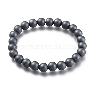 Non-magnetic Synthetic Hematite Beads Stretch Bracelets, Round, Inner Diameter: 2-1/4 inch(5.6cm), Bead: 8mm(BJEW-A115-02)