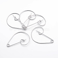 Brass Brooch Pins, Platinum Plated, Nickel Free, Brooch, about 30~31mm wide, 47mm long, 1mm thick(EC605-NF)