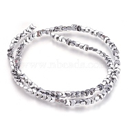 Electroplate Non-magnetic Synthetic Hematite Bead Strands, Faceted, Arrows, Platinum Plated, 4x4x2mm, Hole: 1mm, about 26~27pcs/strand, 15.7 inch(40cm)(G-I208-20-A)