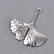 Brass Pendants, Ginkgo Leaf, Platinum, 29x26x1.5mm, Hole: 1mm(KK-L195-03P)