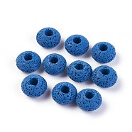 Natural Lava Rock Beads, Dyed, Rondelle, Royal Blue, 15.5~16x9.7~10mm, Hole: 5~5.4mm(G-I220-H11)