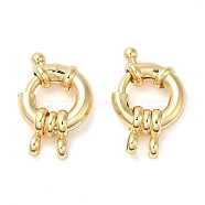 Brass Spring Ring Clasps, Nickel Free, Real 18K Gold Plated, 24.5x15.3x5mm, Hole: 3.5mm(KK-C028-04G)