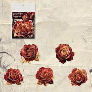 Rose Pattern Waterproof PET Scrapbooking Stickers, Self Adhesive Stickers, for Diary, Album, Notebook, DIY Arts and Crafts, Crimson, 80x80mm(PW-WG62623-04)