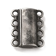 304 Stainless Steel Multi-Strands Magnetic Slide Clasps, 4-Strand, 8-Hole, Rectangle, Gunmetal, 22x18.5x6mm, Hole: 2.5mm(STAS-P325-05B)