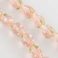 Handmade Lampwork 3D Strawberry Beads, Pink, 13~16x11mm, Hole: 2mm(LAMP-R109B-16)