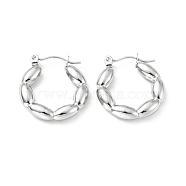 304 Stainless Steel Oval Wrap Hoop Earrings for Women, Stainless Steel Color, 22x20x4mm, Pin: 0.7mm(EJEW-A076-04P)