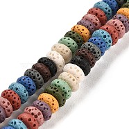 Natural Lava Rock Dyed Beads Strands, Rondelle, Colorful, 6x3mm, Hole: 1.2mm, about 58pcs/strand, 7.87 inch(20cm)(G-L586-B01-05)