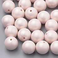 Spray Painted Style Acrylic Beads, Rubberized, Round, Pink, 11.5x12mm, Hole: 3mm, about 550pcs/500g(MACR-T010-12mm-06)