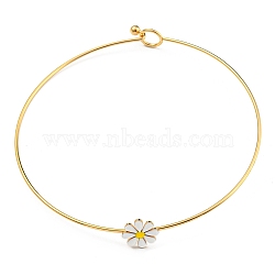 304 Stainless Steel White Enamel Small Daisy Flower Choker Necklaces for Women, Real 18K Gold Plated, Inner Diameter: 4.92 inch(12.5cm)(NJEW-Z040-01G-01)