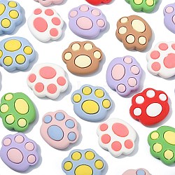 40Pcs Opaque Resin Cabochons, Cat Paw, Mixed Color, 21x18.5x7.5mm(RESI-CJ0002-61)