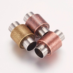 304 Stainless Steel Magnetic Clasps with Glue-in Ends, Column, Mixed Color, 16x10mm, Hole: 6mm(STAS-F124-03)