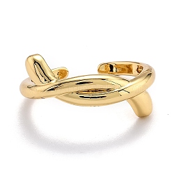 Brass Cuff Rings, Open Rings, Knot, Real 18K Gold Plated, US Size 7 1/4(17.5mm)(X-RJEW-O044-01G)
