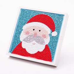 DIY Christmas Theme Diamond Painting Kits For Kids, Santa Claus Pattern Photo Frame Making, with Resin Rhinestones, Pen, Tray Plate and Glue Clay, Mixed Color, 15x15x2cm(DIY-F073-09)