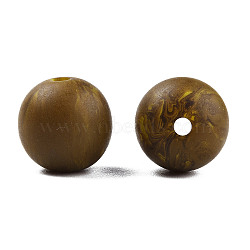 Frosted Resin Beads, Imitation Gemstone, Round, Camel, 12x11.5mm, Hole: 1.5~3mm(RESI-N034-01-A04)