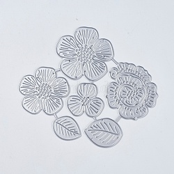 Carbon Steel Cutting Dies Stencils, for DIY Scrapbooking/Photo Album, Decorative Embossing DIY Paper Card, Flower, Leaf with Flower, Matte Platinum, 98x114x1mm(DIY-K009-32A)