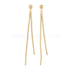 Brass Earring Nuts, Tassel, Real 18K Gold Plated, 64x4x3mm, Hole: 0.8mm(KK-H536-05G)
