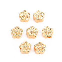 Rack Plating Brass Beads, Nickel Free, Flower, Real 18K Gold Plated, 9.5x10x7mm, Hole: 3.5mm(KK-N233-199)
