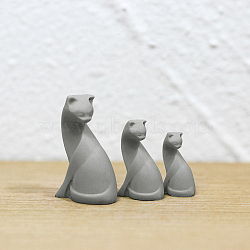 3 Sizes Resin Cat Miniature Ornaments, for Desk Living Room Home Garden Decoration, Gray, 14~23x9~14x5~9mm, 3pcs/set(MIMO-PW0002-01E)