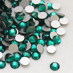 Glass Flat Back Rhinestone, Grade A, Back Plated, Faceted, Half Round, Emerald, 7.1~7.3mm, about 288pcs/bag(RGLA-C002-SS34-218)
