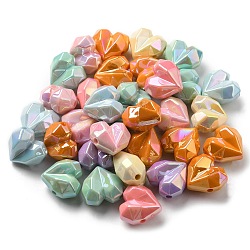 UV Plating Acrylic Beads, Iridescent, Faceted, Heart, Mixed Color, 20.5~21x20.5x13.5mm, Hole: 2.6mm(X-OACR-R261-10)