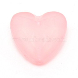 Opaque Acrylic Beads, Frosted, Heart, Pink, 12x12.5x7mm, Hole: 1.6mm(SACR-CJC0001-01A)