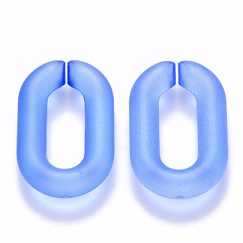 Transparent Acrylic Linking Rings, Quick Link Connectors, for Cable Chains Making, Frosted, Oval, Royal Blue, 31x19.5x5.5mm, Inner Diameter: 19.5x7.5mm