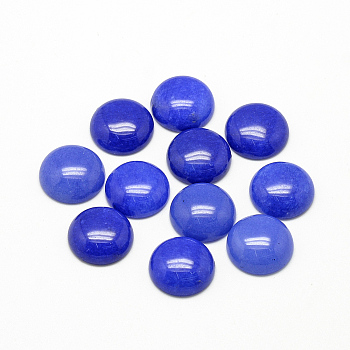 Natural White Jade Cabochons, Dyed, Half Round/Dome, Royal Blue, 12x5mm