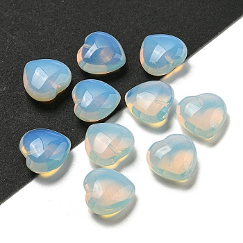 Opalite Beads, Half Drilled, Heart, 15.5x15.5x8mm, Hole: 1mm