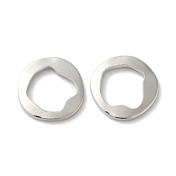 Brass Linking Rings, Irregular Round Ring, Real Platinum Plated, 11x1.3mm, Inner Diameter: 7.5x7.7mm
