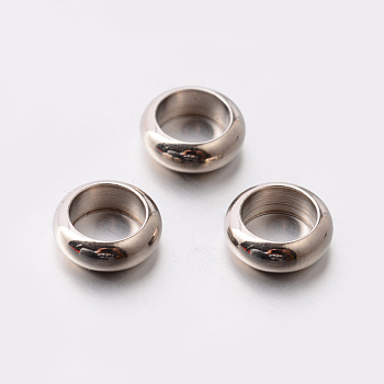 Flat Round 201 Stainless Steel Spacer Beads, Stainless Steel Color, 8x3mm, Hole: 5.5mm