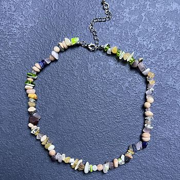 Natural Mixed Stone Chip Beaded Necklaces for Women