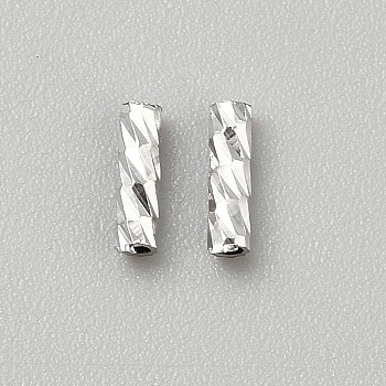 925 Sterling Silver Tube Beads, Platinum, 5x1.5mm, Hole: 0.9mm