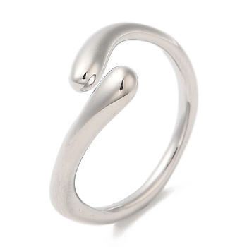 Brass Snake Open Cuff Rings for Women, Real Platinum Plated, Inner Diameter: 18mm