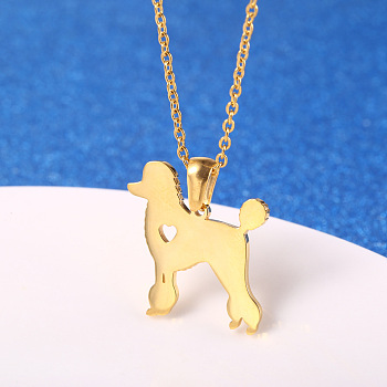 Cute Cartoon Animal Stainless Steel Pendant Necklaces, with Cable Chains for Unisex, Dog