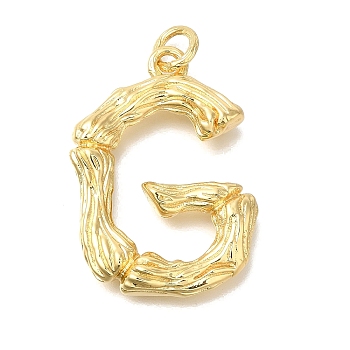 Rack Plating Brass Pendants, Long-Lasting Plated, Cadmium Free & Lead Free, Real 18K Gold Plated, with Jump Ring, Letter G, 37.5x27.5x6.5mm, Hole: 5mm