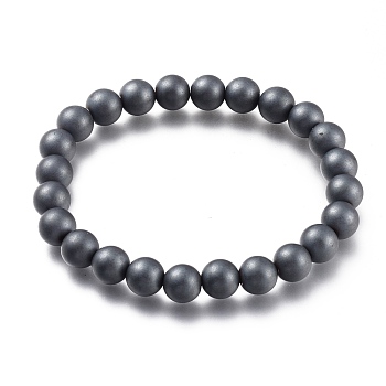 Non-magnetic Synthetic Hematite Beads Stretch Bracelets, Round, Inner Diameter: 2-1/4 inch(5.6cm), Bead: 8mm