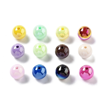 Opaque Acrylic Beads, Round, Mixed Color, 12x11mm, Hole: 2mm