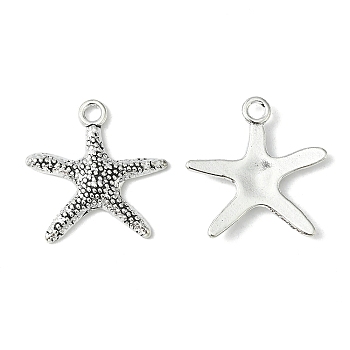 Tibetan Style Alloy Pendants, Cadmium Free & Lead Free, Starfish/Sea Stars, Antique Silver, 19.5x19x2mm, hole: 2mm.