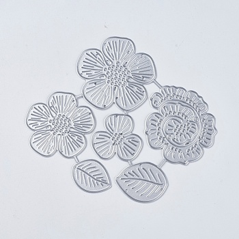 Carbon Steel Cutting Dies Stencils, for DIY Scrapbooking/Photo Album, Decorative Embossing DIY Paper Card, Flower, Leaf with Flower, Matte Platinum, 98x114x1mm