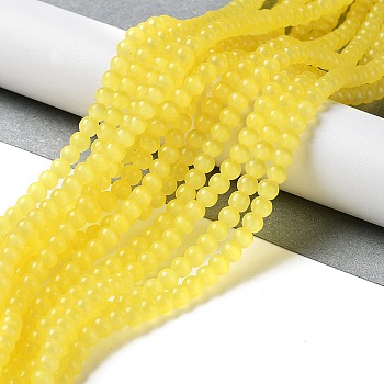 Baking Painted Imitation Jade Glass Round Bead Strands, Yellow, 4.5~5mm, Hole: 1mm, about 200~210pcs/strand, 31.4 inch