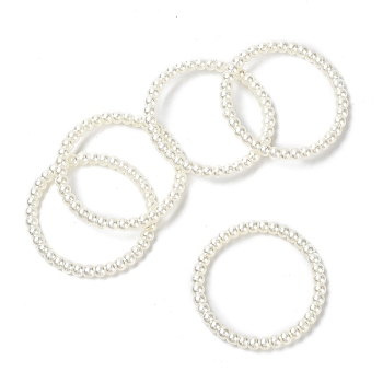 Acrylic Imitation Pearl Linking Rings, Round Ring, White, 50x5mm, Inner Diameter: 40mm, about 108pcs/bag