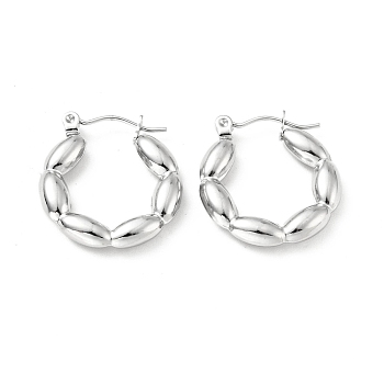 304 Stainless Steel Oval Wrap Hoop Earrings for Women, Stainless Steel Color, 22x20x4mm, Pin: 0.7mm