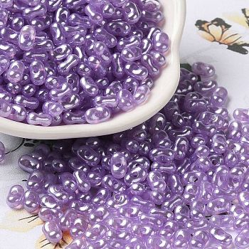 Opaque Acrylic Beads, Pearlized, Beans, Lilac, 6x3.5x3mm, Hole: 1.2mm, about 10000pcs/500g